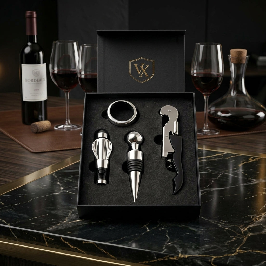 Kit Sommelier Clássico - Conjunto de Vinho em Caixa de Presente